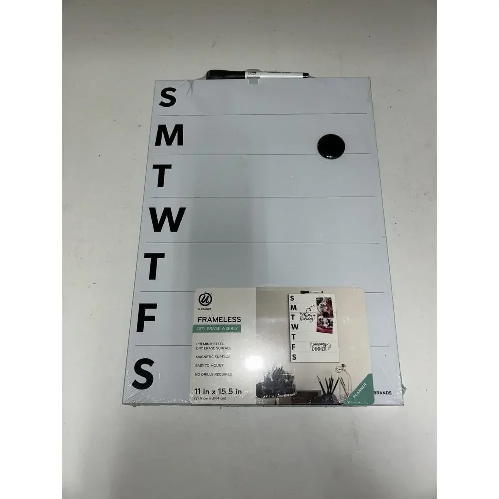 U Brands Frameless Dry Erase Board Weekly 11 in x 15.5 in - NEW